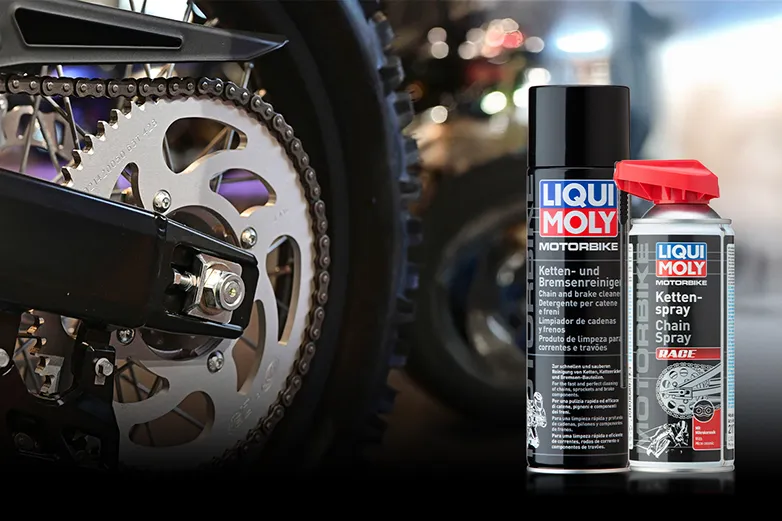 Motorradkette, Kettenspray und Bremsenreiniger